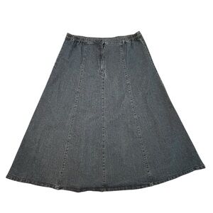 Chadwicks Dark Blue A-Line Midi Flare Skirt 16P Zip Front‎ Elastic Waist